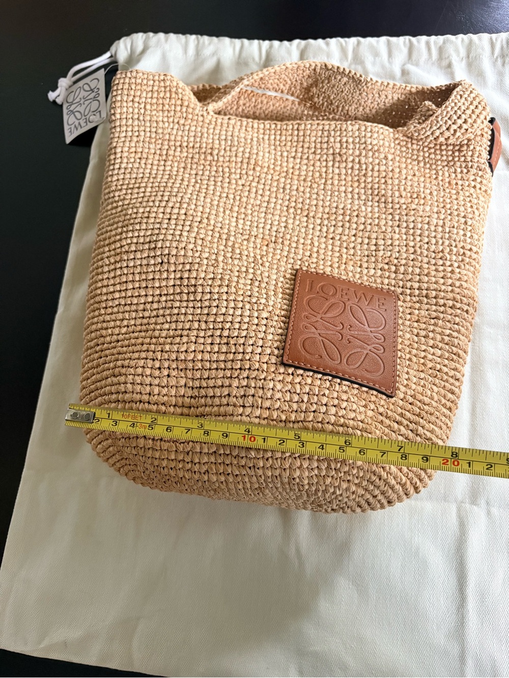 LOEWE Paula’s Ibiza Raffia Slit Mini Tote Bag with Leather Anagram - Picture 15 of 15